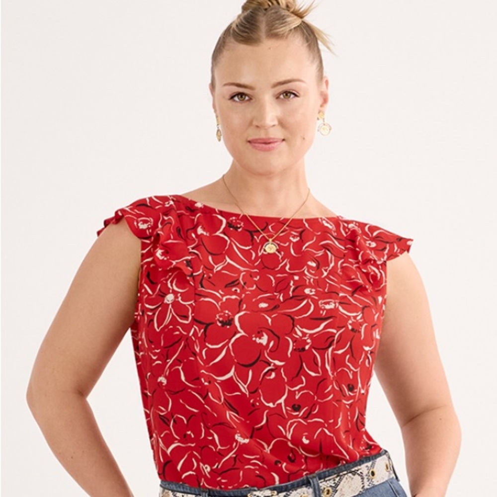 NWT! CAbi Red Blouse Elegant Top